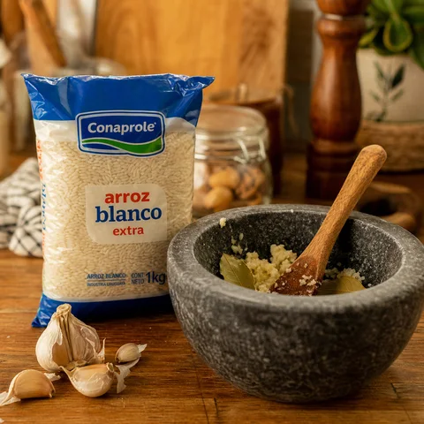 Arroz extra seleccionado en bolsa sellada