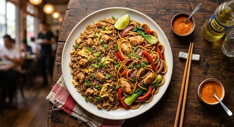 Sopa wantán con combinado