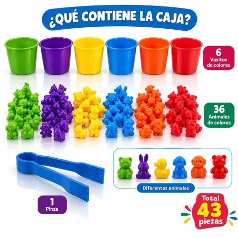 Juego de clasificación de colores de 43 piezas para niños (3 años a más)
