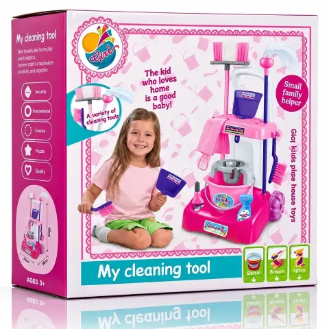 Juego de limpieza para niñas 2 en 1 con carrito y accesorios (3 años a más)