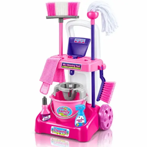 Juego de limpieza para niñas 2 en 1 con carrito y accesorios (3 años a más)