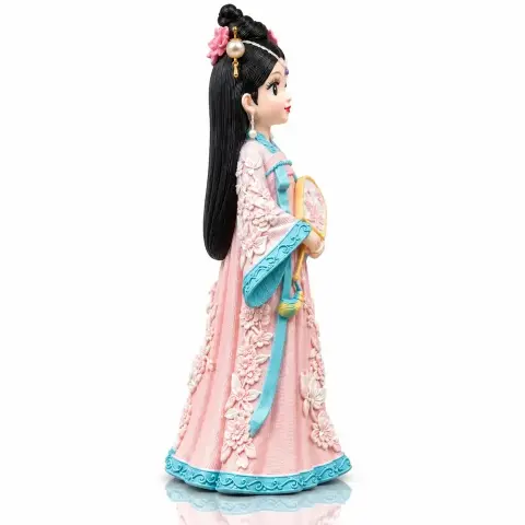 Figura decorativa de cerámica estilo oriental (dama con abanico)