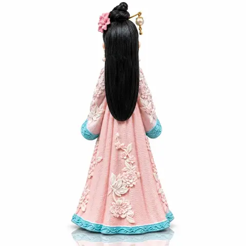 Figura decorativa de cerámica estilo oriental (dama con abanico)