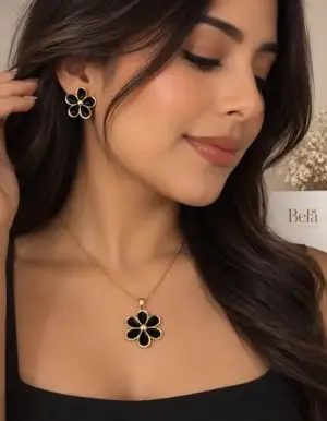 Set Flores: aretes + collar a juego