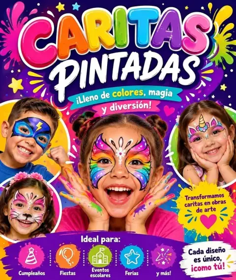 Caritas pintadas para cumpleaños y fiestas infantiles