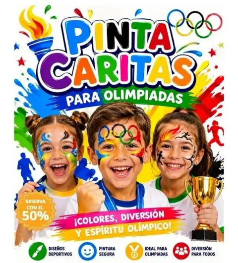 Caritas pintadas con glitter y pintura segura para niños