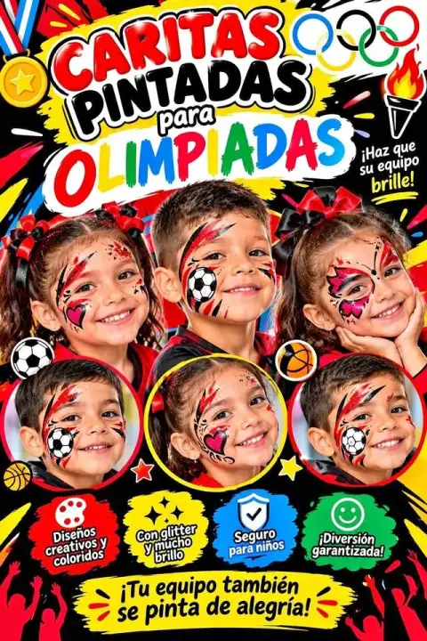 Caritas pintadas con glitter y pintura segura para niños