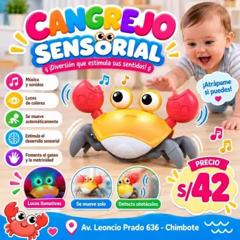 Cangrejo sensorial con luces y música