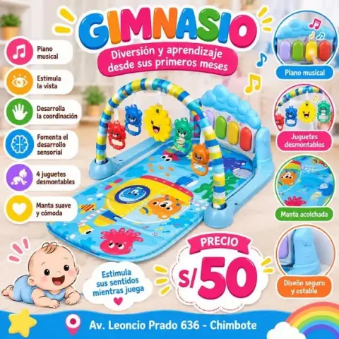 Gimnasio con piano musical