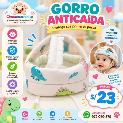 Gorro anticaída con dinosaurios