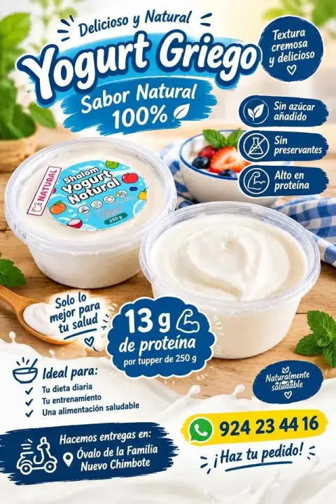 Yogurt griego natural en tupper de 250 g (13 g de proteína)