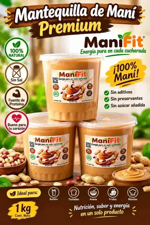 Mantequilla de maní premium sin sal (ManiFit)