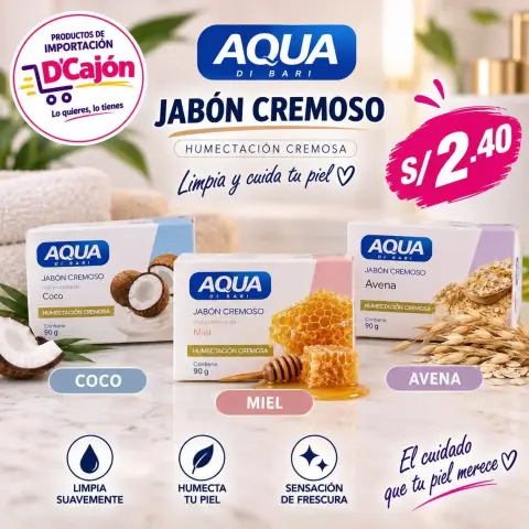 Jabón cremoso humectante de 90 g, 3 variedades