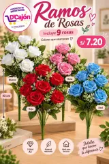 Ramo de 9 rosas artificiales de 42 cm