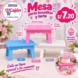 Mesa porta bocaditos y torta de plástico, 22 x 17 cm