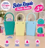 Bolsa de regalo con diseño de rombos, 20 cm