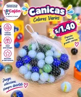 Canicas de colores variados en bolsa de malla