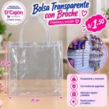 Bolsa transparente con broche 30 x 26 cm