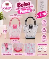 Bolsa semitransparente de lunares con asas, 20 cm