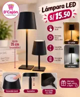 Lámpara LED de mesa negra, táctil y recargable, expandible a 35 cm