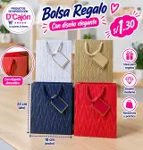 Bolsa de regalo de papel 23 x 18 cm con asa y etiqueta