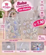 Bolsa transparente con diseños holográficos, 30 x 26 cm