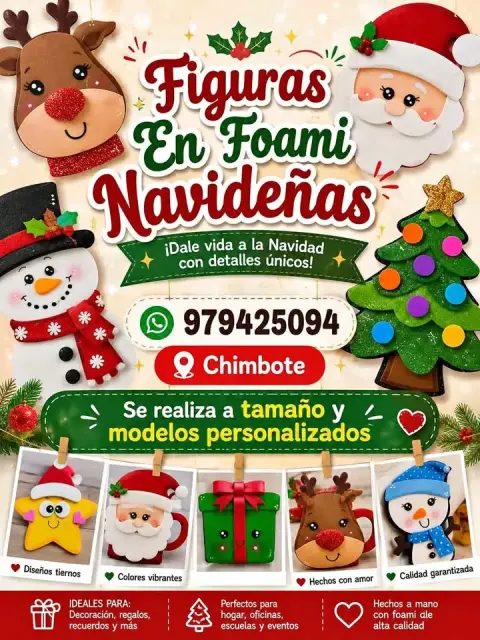 Figuras en foami navideñas y más
