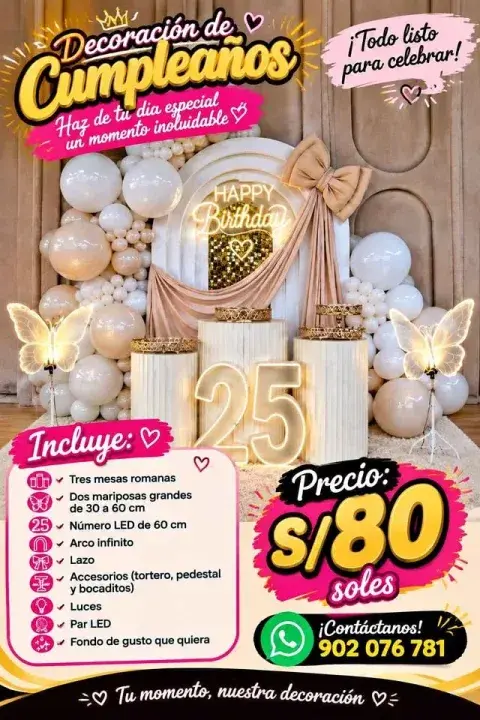 Paquete de cumpleaños con mariposas gigantes