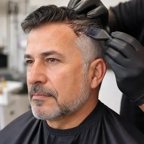 Corte de caballero con tinte de canas