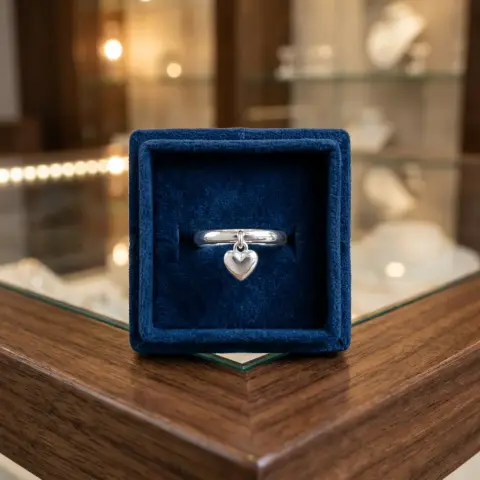 Anillo de plata 950 con dije de corazón