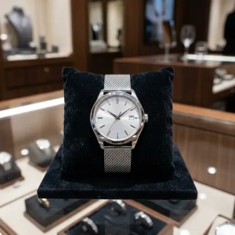 Reloj de pulsera clásico con malla metálica