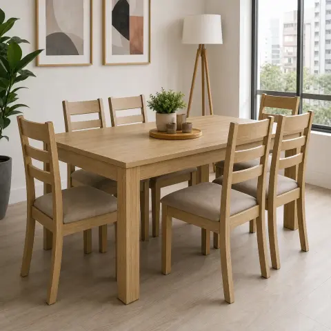 Juego de comedor de 6 sillas en melamina