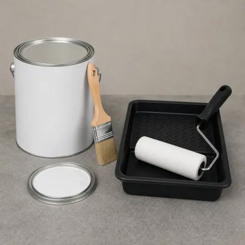 Kit de pintura para un ambiente: galón, brocha y rodillo