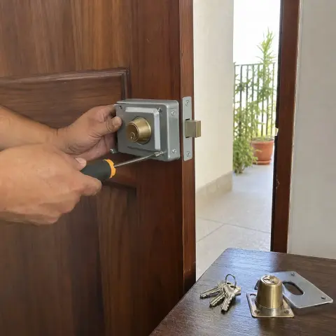 Cambio de cerradura de puerta principal con instalación