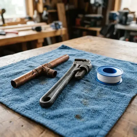 Kit de gasfitería para una fuga: teflón, cinta y llave