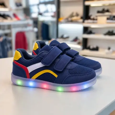 Zapatilla infantil con velcro y suela luminosa para mayor seguridad y diversión al caminar