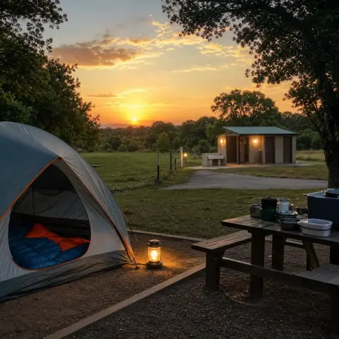 Camping con carpa y servicios