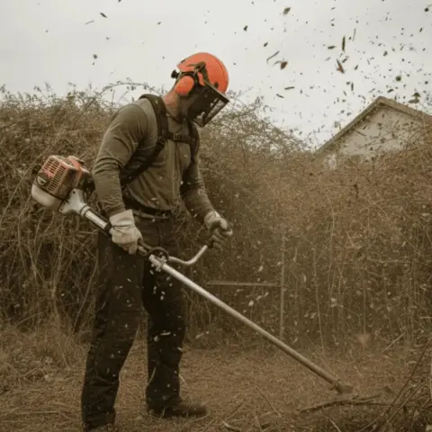 Limpieza de maleza baja en lote accesible