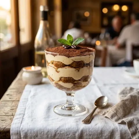 Postre italiano para cena en familia