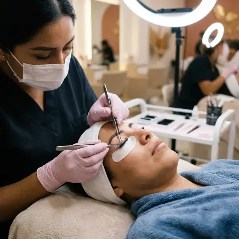 Retoque de extensiones de pestañas naturales