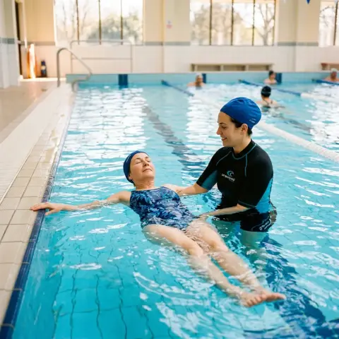 Clase de natación para adultos principiantes