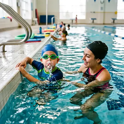 Clase de natación para principiantes
