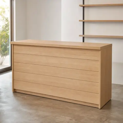 Mostrador de melamina para atender tiendas