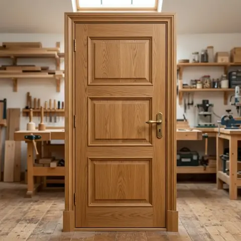 Puerta tallada de madera artesanal
