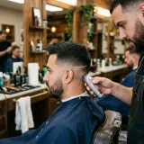 Corte de cabello con diseño de líneas