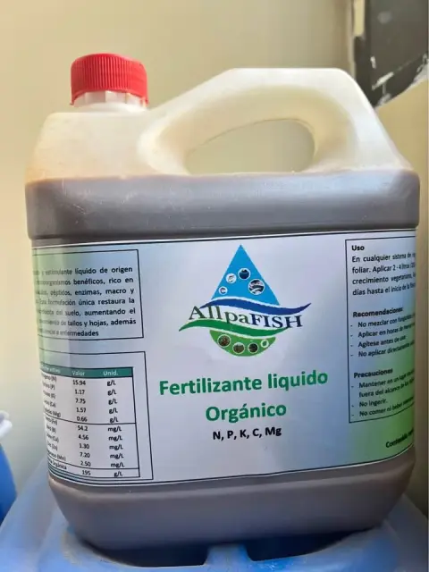 Fertilizante líquido orgánico AllpaFish galón de 4 litros — el más pedido