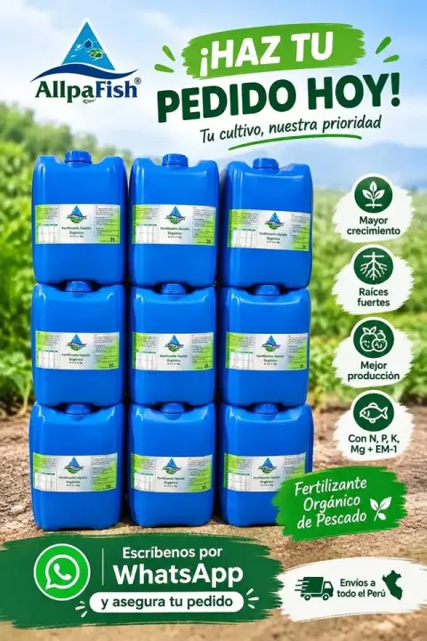 Fertilizante líquido orgánico AllpaFish bidón de 20 litros — para toda la campaña