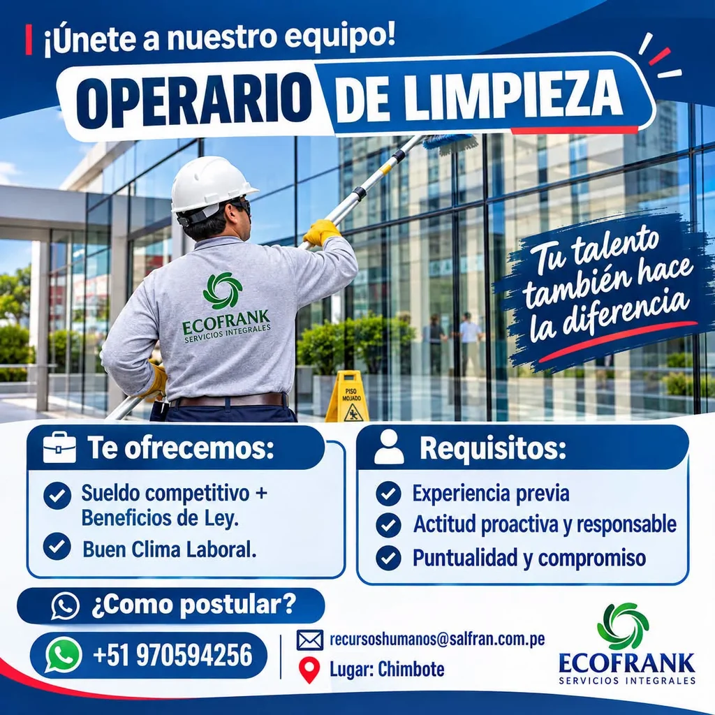 Afiche del aviso: Operario de limpieza