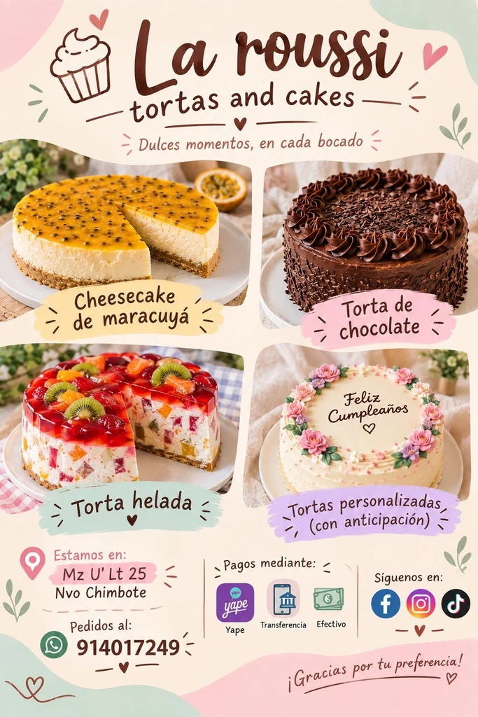 Afiche del aviso: La Roussi tortas and cakes
