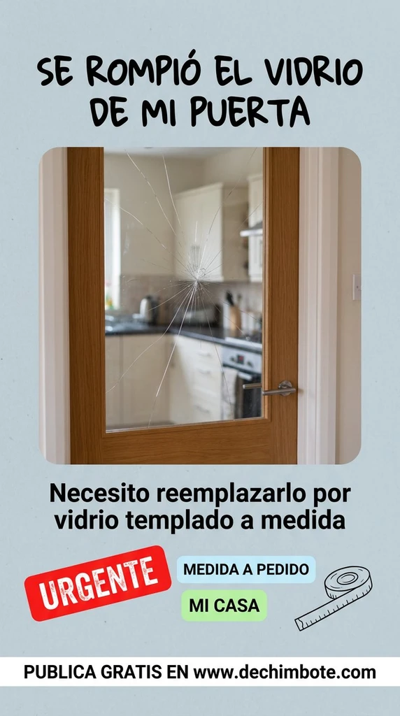Afiche del aviso: Se rompió el vidrio de mi puerta